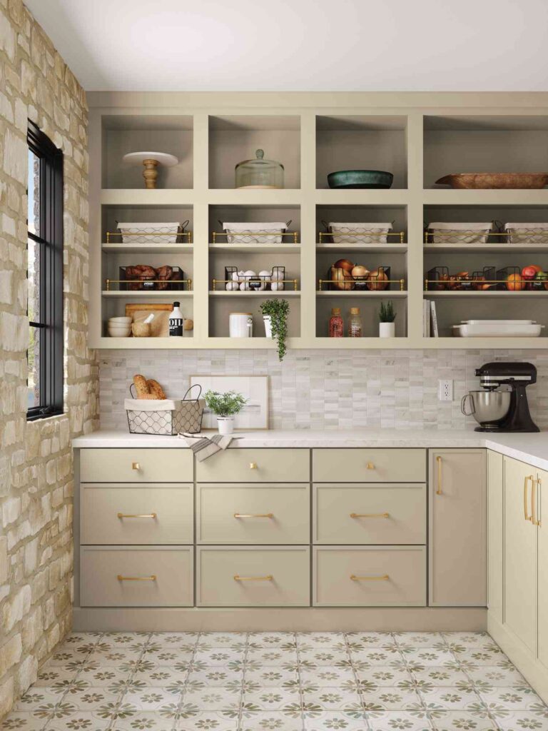 Services kitchen cabinet with closed and open concepts